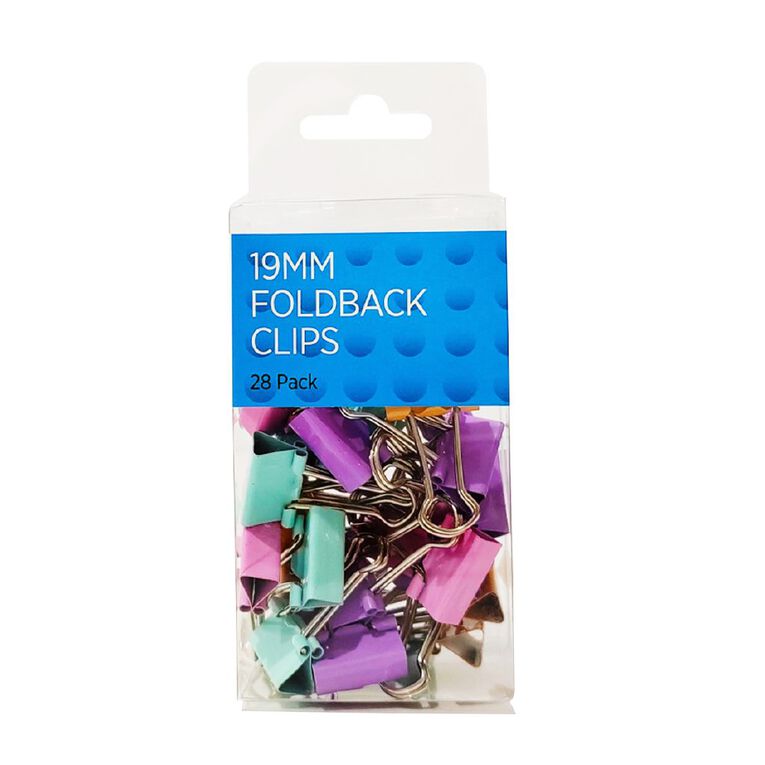 WS 19mm Foldback Clips Pastel 28 Pack Black 28 Pack, , hi-res