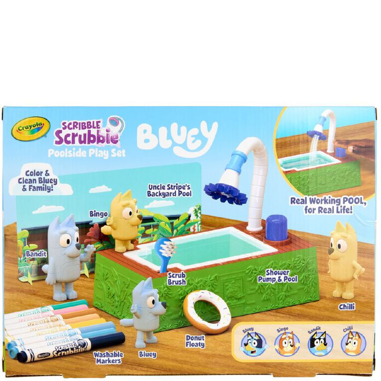Crayola Scribble Scrubbie Poolside Playset Bluey, , hi-res