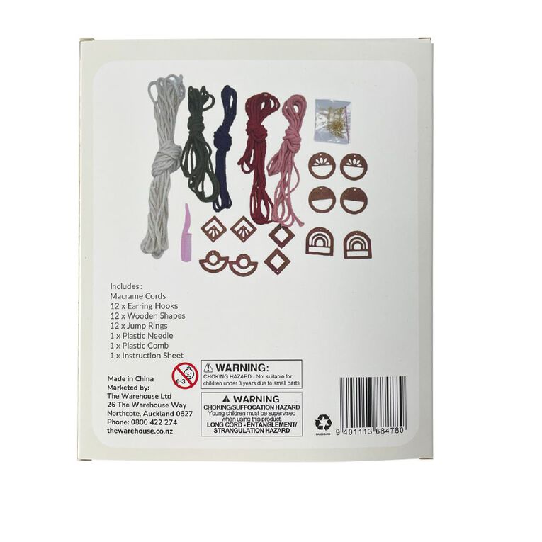 Uniti Craft Adults Macrame Earings, , hi-res