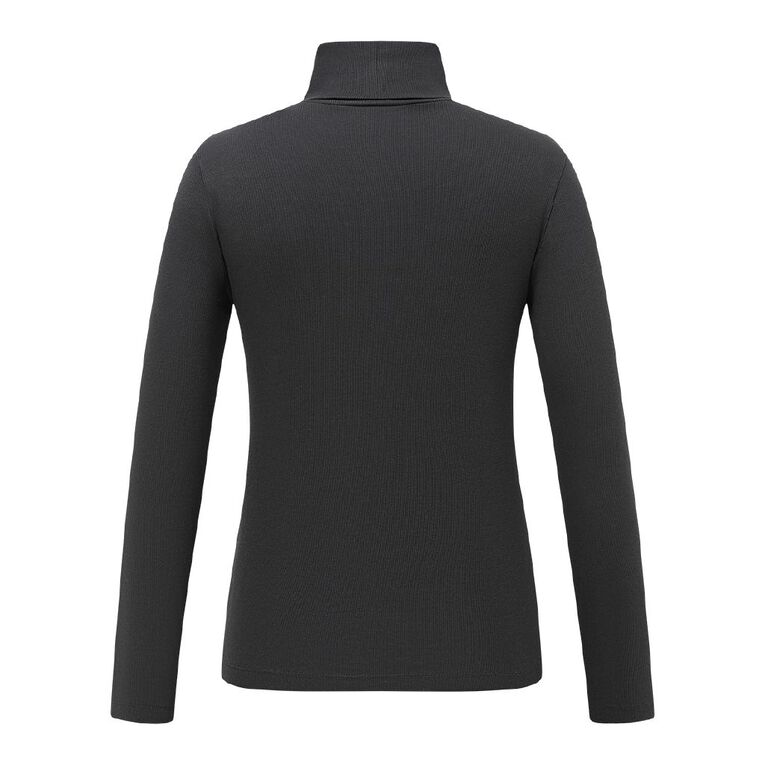 H&H Women's Long Sleeve Classic Rib Skivvy, Black, hi-res