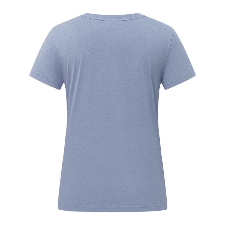 H&H Women's Essential Short Sleeve V-Neck Tee, Blue Mid, hi-res