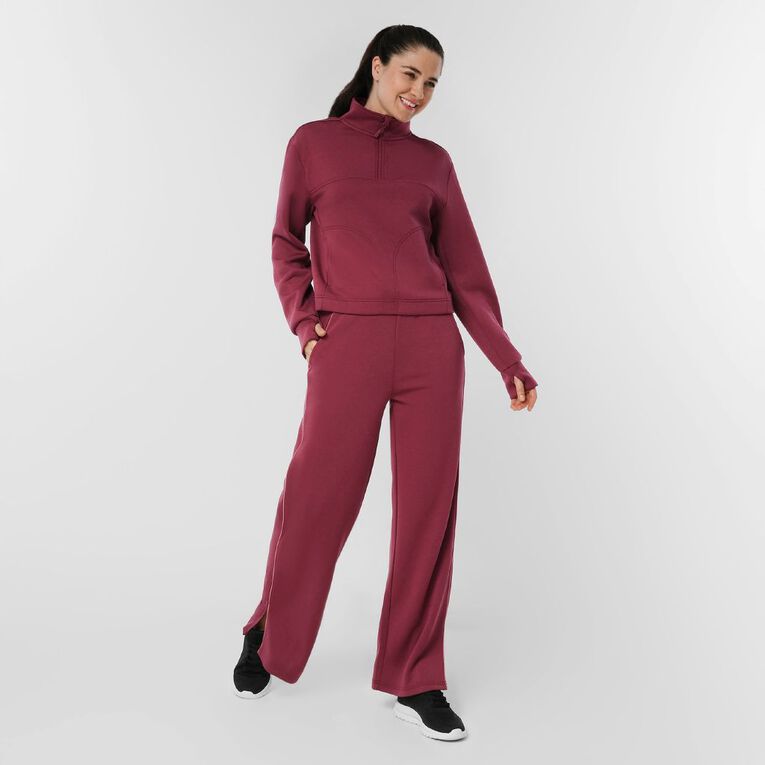 Active Intent Women's Scuba Qtr Zip Sweat, Red Dark, hi-res