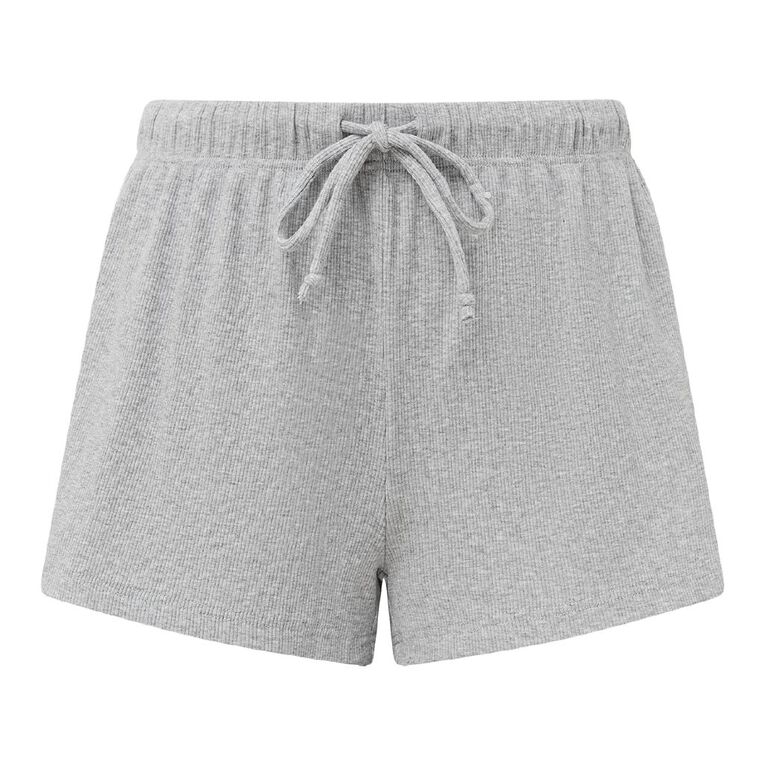 H&H Women's Rib Pyjama Shorts, Grey Mid, hi-res