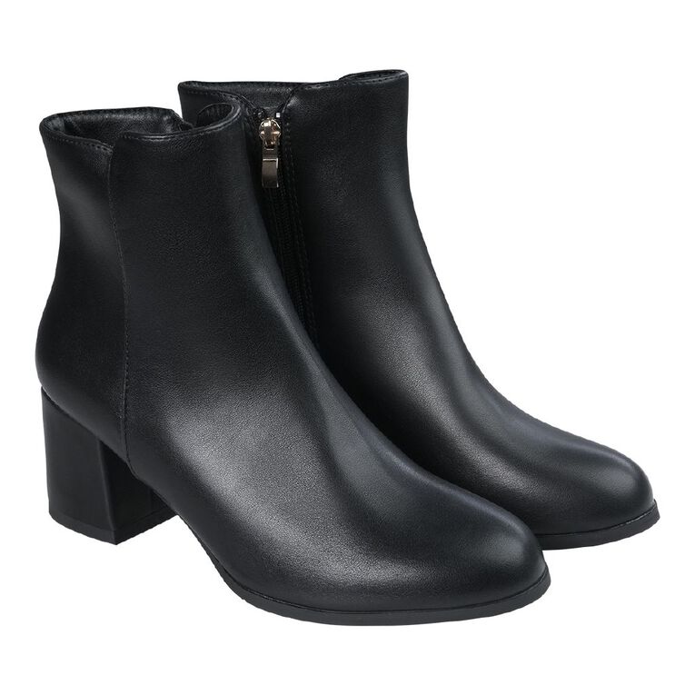 H&H Women's Smooth Zip Up Boots, Black, hi-res