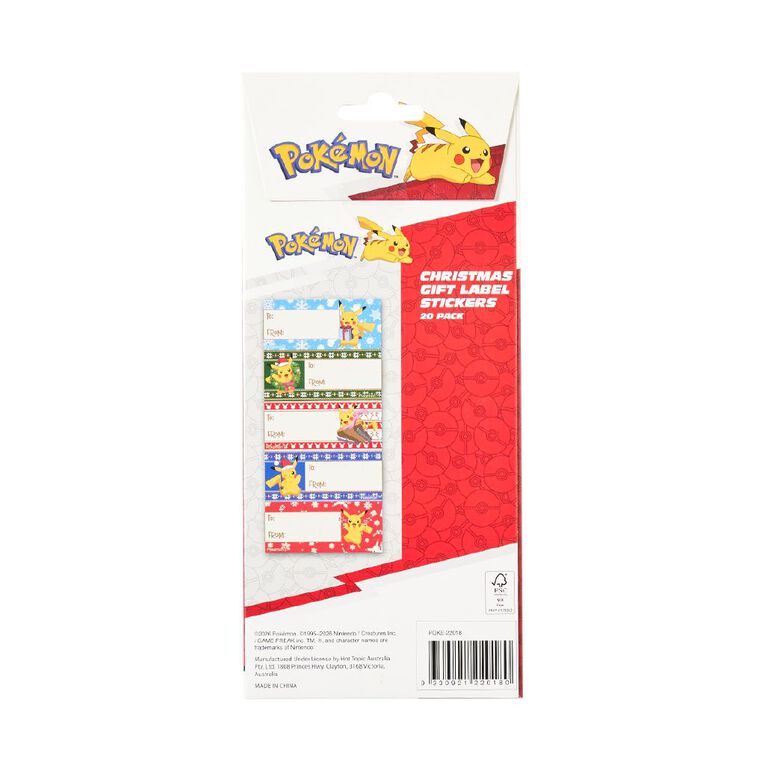 Pokemon Christmas Gift Tag Stickers 20 Pack, , hi-res