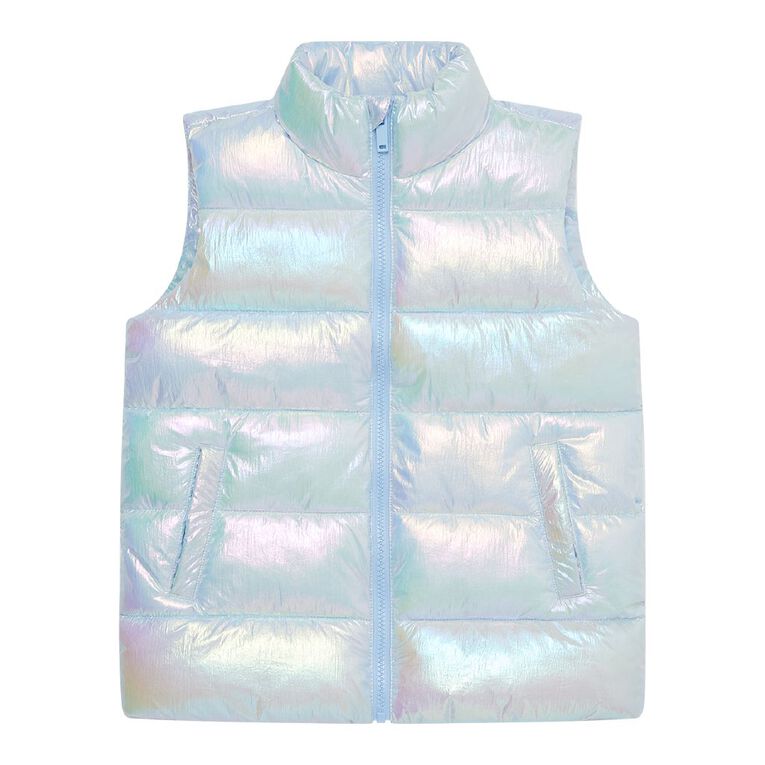 Young Original Metallic Puffer Vest, Blue Light, hi-res
