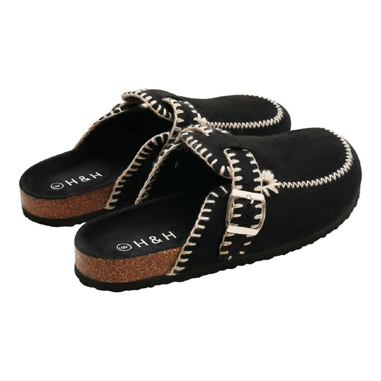 H&H Women's Cassidy Stitch Slip On Clog, Black, hi-res