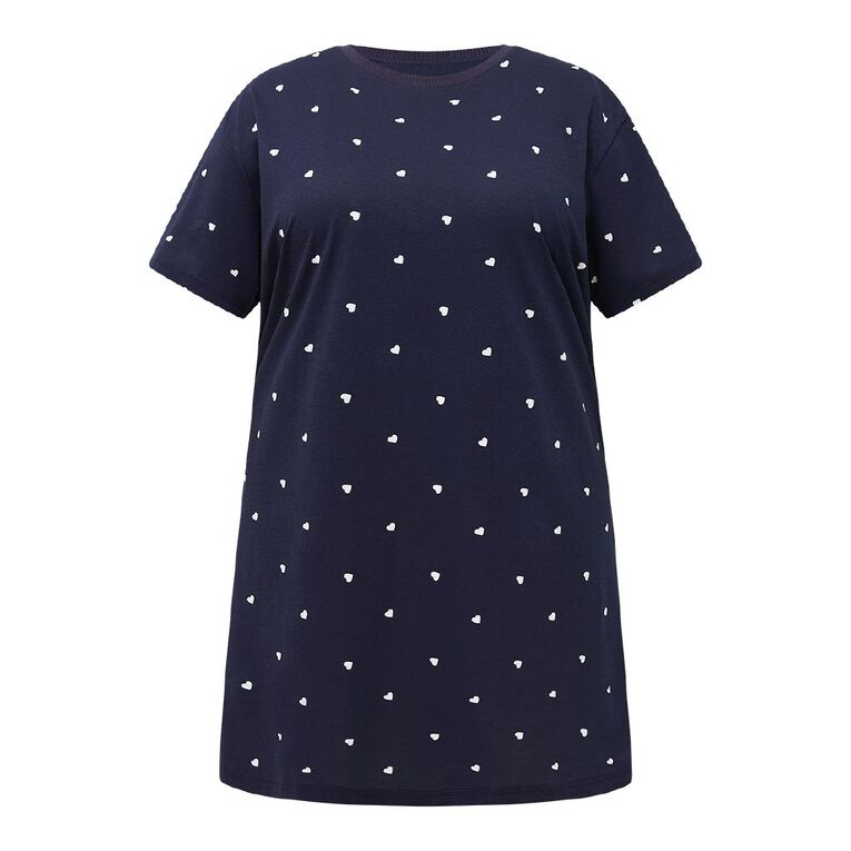 H&H Women's Boxy T-Shirt Nightie, Blue Dark, hi-res
