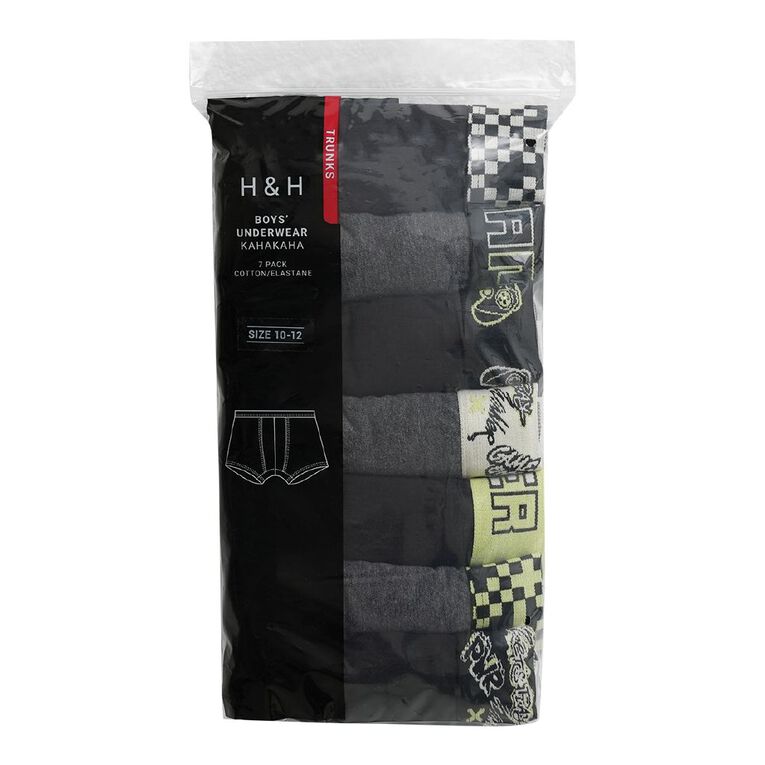 H&H Boys' Trunks 7 Pack, Charcoal, hi-res