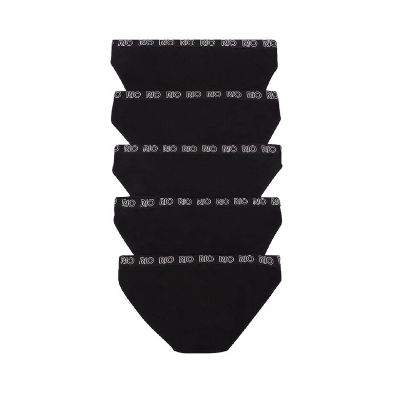 Rio Women's Bikini Briefs 5 Pack, Black, hi-res