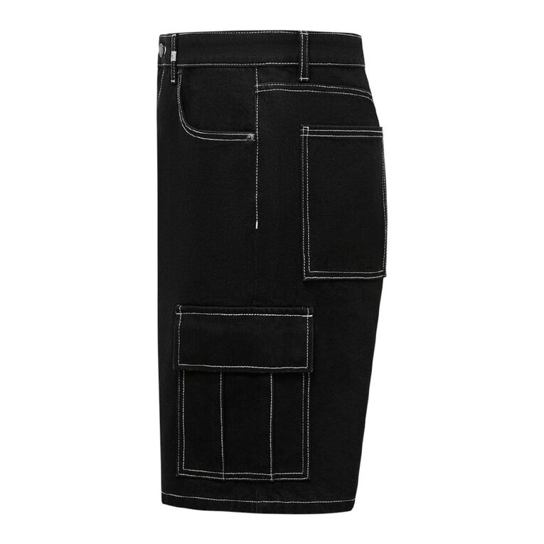Garage Men's Relaxed Cargo Jorts, Black, hi-res