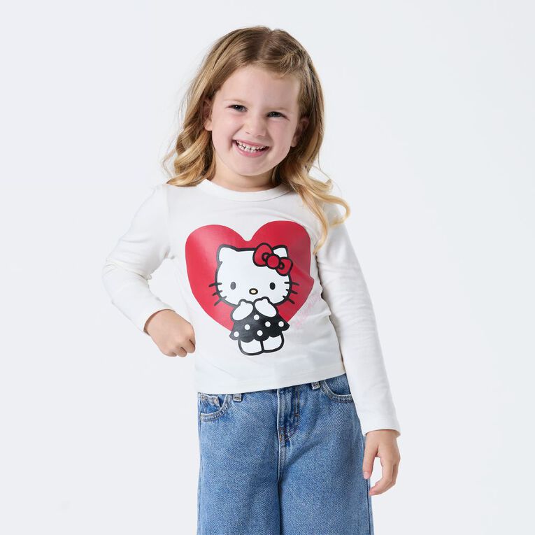 Hello Kitty Long Sleeve Fitted Top, Cream, hi-res