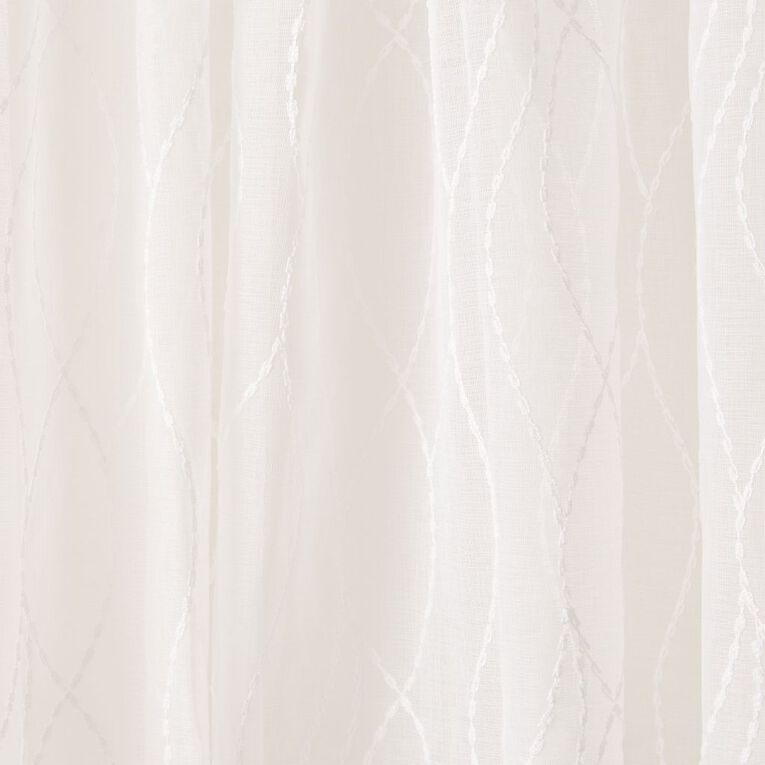 Living & Co Arabesque Voile White 90-180cm Wide/135cm Drop, , hi-res