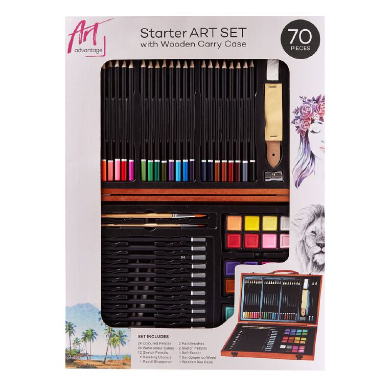 Jasart Art Advantage Starter Set With Wooden Carry Case 70 Pieces, , hi-res