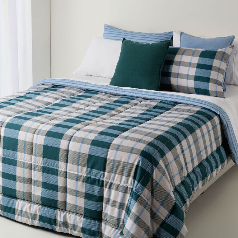 Living & Co 3 Piece Comforter Set Reversible Sawyer Multi-Coloured Queen, , hi-res