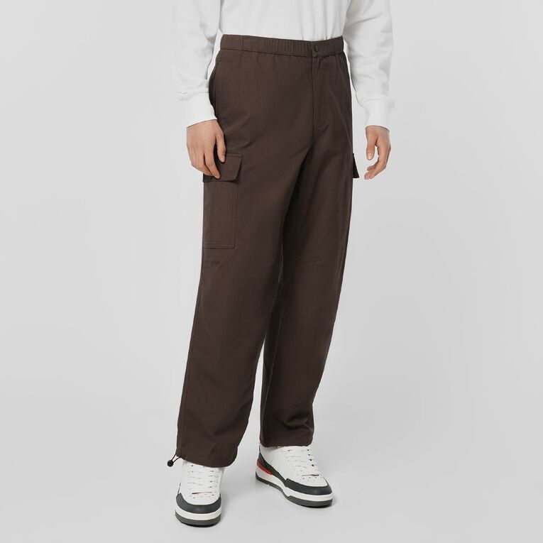 Garage Men's Pants Relaxed Elastic Waist, Brown Dark, hi-res