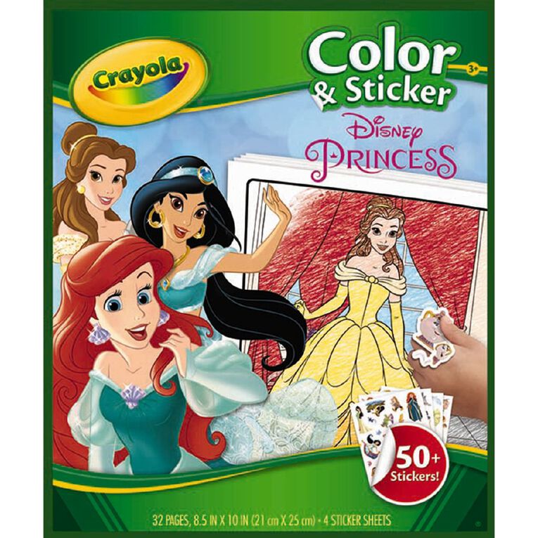 Crayola Disney Princess Colour & Sticker Book 32 Pages, , hi-res