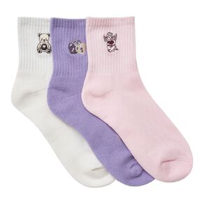H&H Women's Embroidered Half Crew Socks 3 Pack