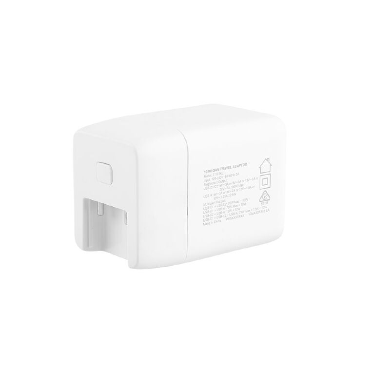 Tech.Inc 100W 2 Port USB C + USB A Gan Charger Travel Adaptor TI103KE, , hi-res
