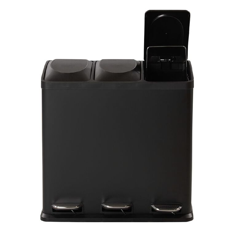 Living & Co 3 Pedal Bin Black 60L, , hi-res