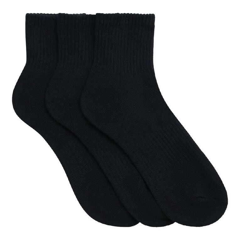Active Intent Men's Cushioned Quarter Crew Socks 3 Pack, Black, hi-res