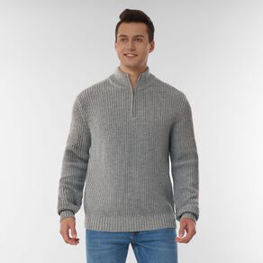 H&H Men's QTR Zip Fisherman Rib Pullover