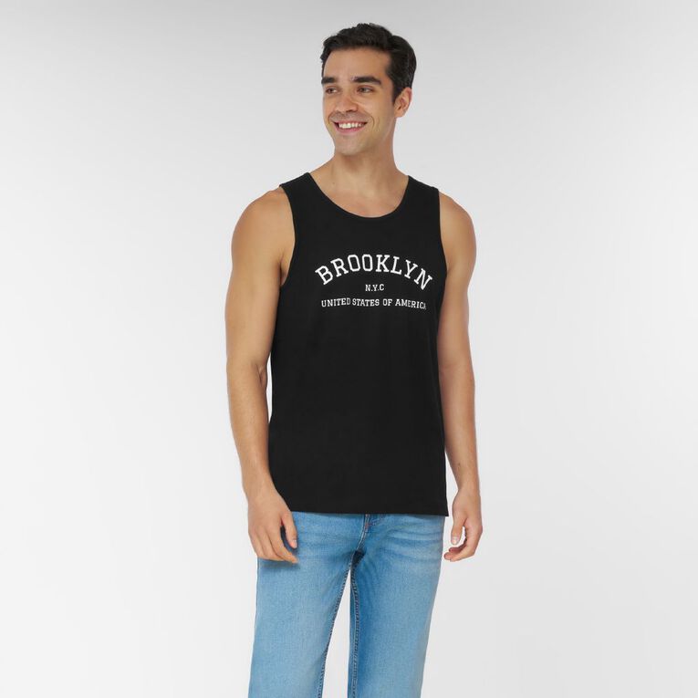 H&H Men's Graphic Print Singlet, Black, hi-res