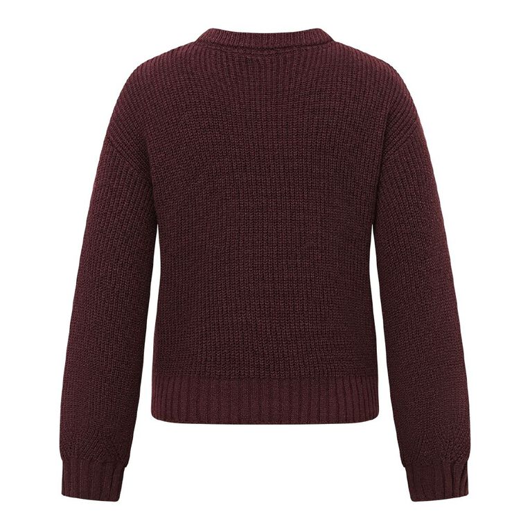 H&H Women's Billow Sleeve Crop Knit Jumper, Red Dark, hi-res