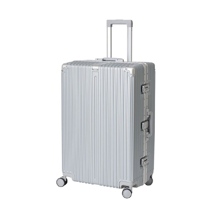 Living & Co Hard Textured Suitcases 2 Piece Set Silver, , hi-res