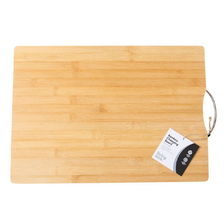 Living & Co Bamboo Chopping Board with Handle Natural 45cm, , hi-res