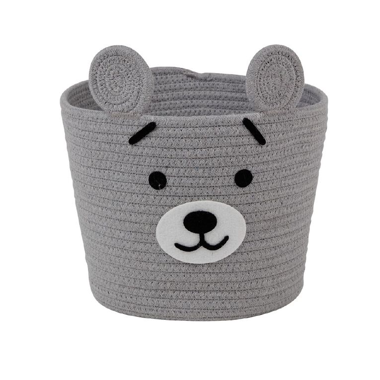 Living & Co Kids Cotton Rope Basket Bear Grey, , hi-res