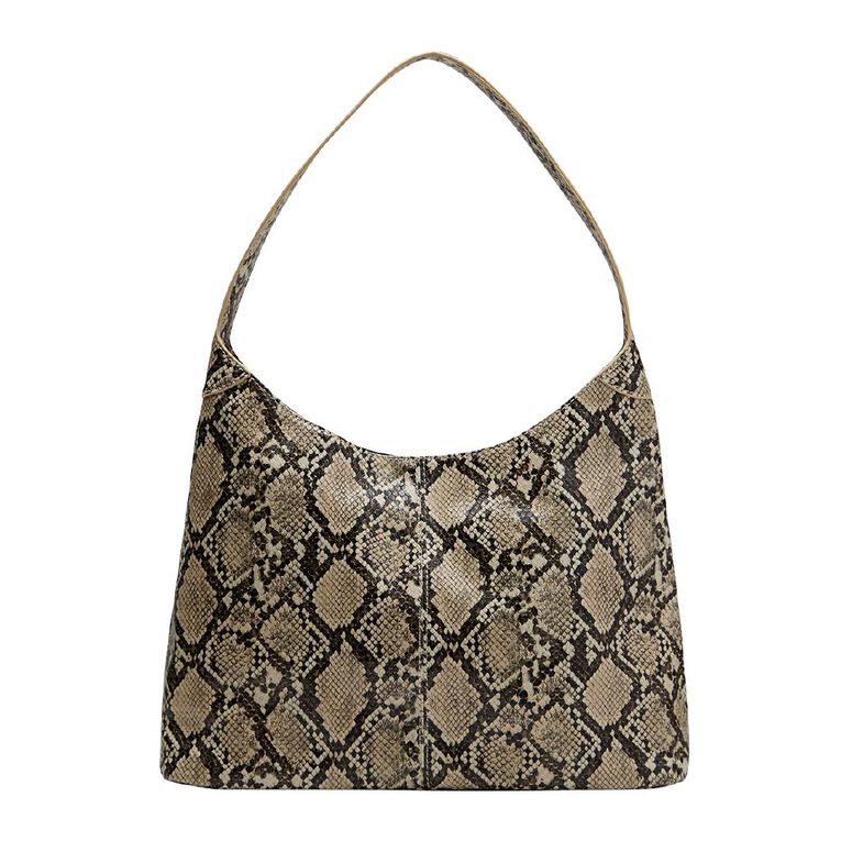 H&H Snake Print Shoulder Bag, Brown Light, hi-res