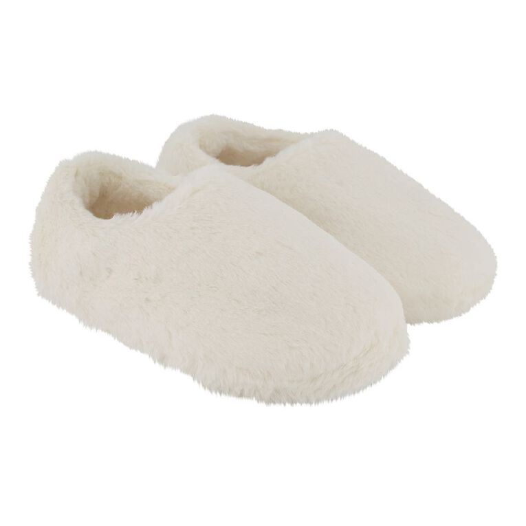 H&H Women's Fluffy Closed Slippers, Cream, hi-res