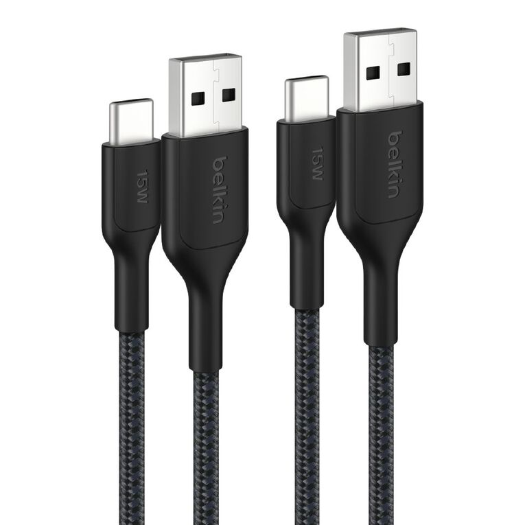 Belkin 2.0 USB-A To USB-C Braided MCB Cable 2M Black, , hi-res