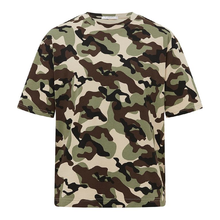Garage Men's Boxy Tee French Terry, Khaki, hi-res