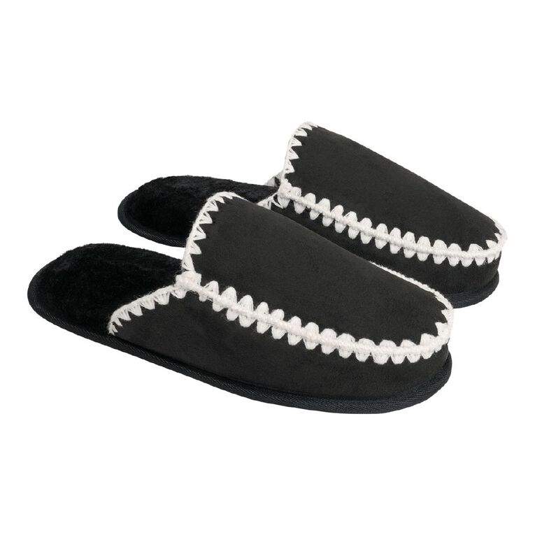 H&H Women's Bridey Scuff Slippers, Black, hi-res