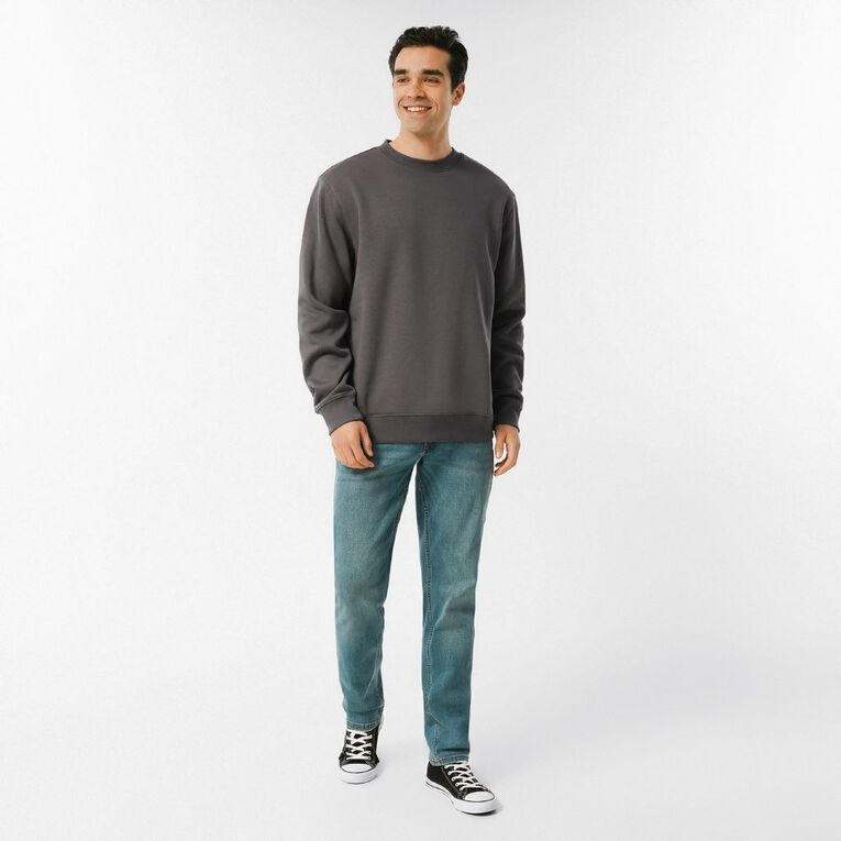 H&H Men's Plain Crew Sweatshirt, Grey Dark, hi-res