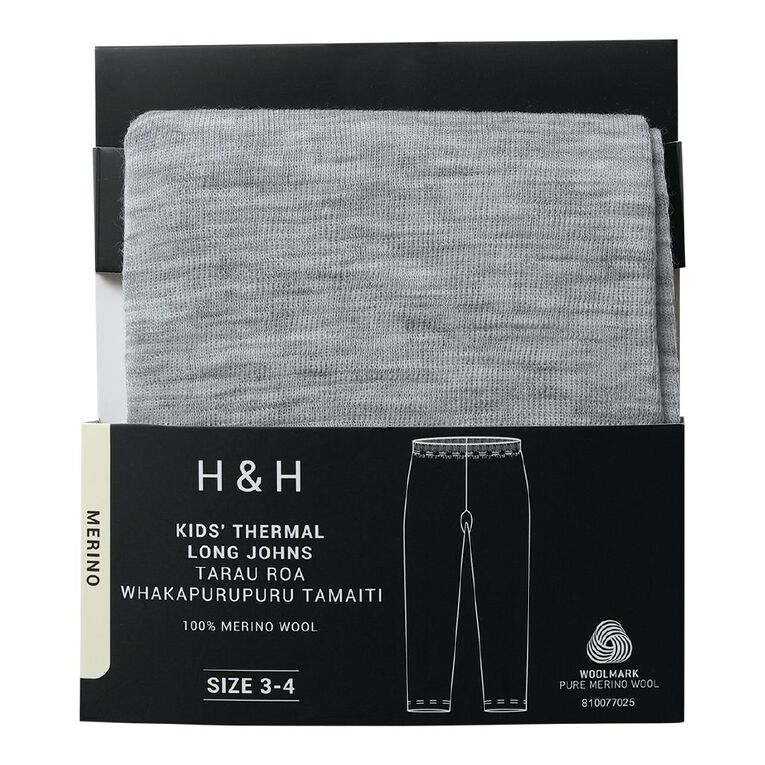 H&H Kids' Merino Thermal Leggings, Grey Marle, hi-res