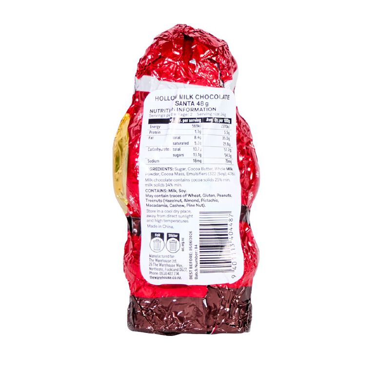 Nice Hollow Milk Chocolate Santa 48g, , hi-res
