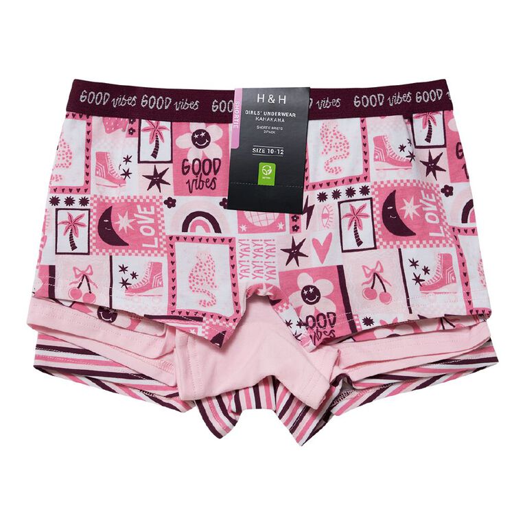 H&H Girls' Shortie 3 Pack, Pink Mid, hi-res