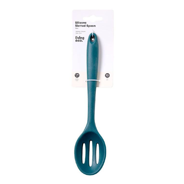 Living & Co Silicone Slotted Spoon Green Dark, , hi-res