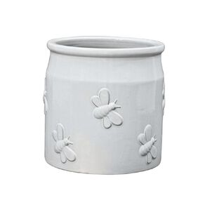 Kiwi Garden Ceramic Planter Bee Cylinder 19.5cm White