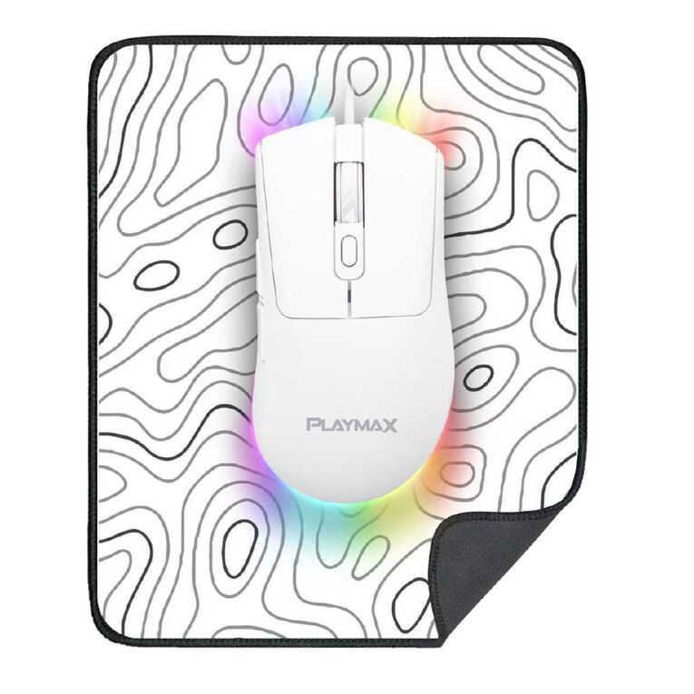 Playmax RGB Gaming Mouse With Mini Mat White, , hi-res
