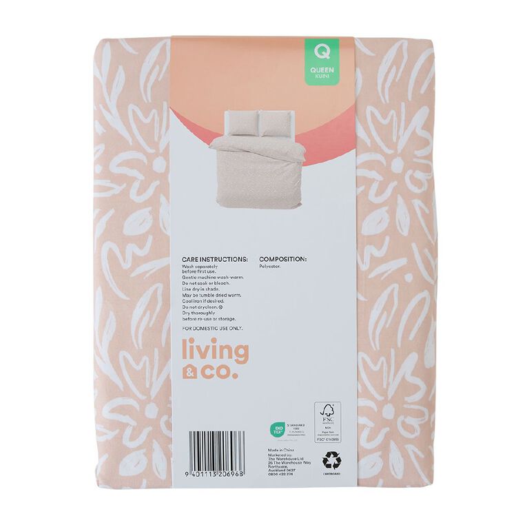 Living & Co Duvet Cover Set Floral Cameo Pink Queen, , hi-res
