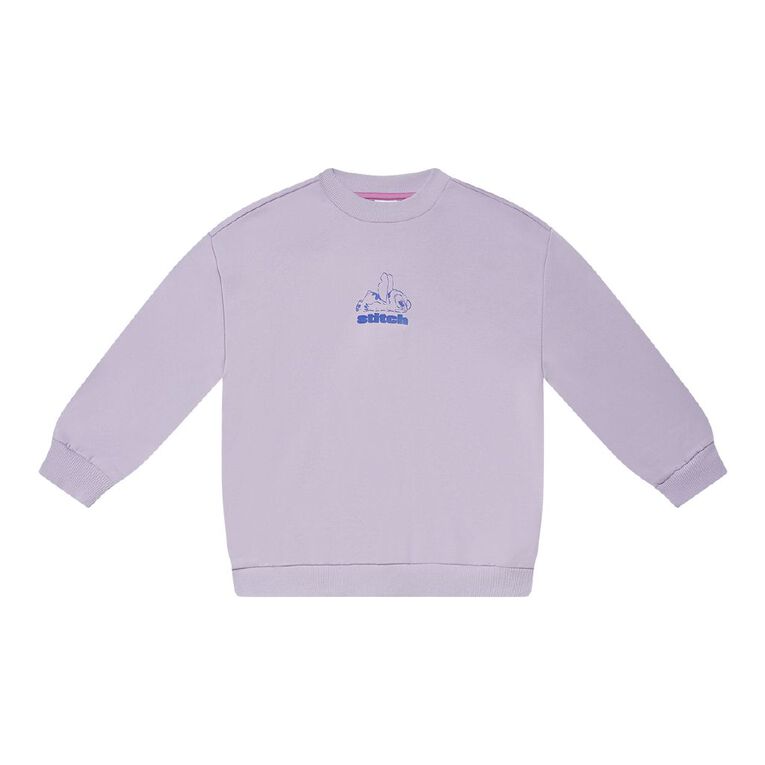 Stitch Oversized Crew Sweat, Purple Mid, hi-res
