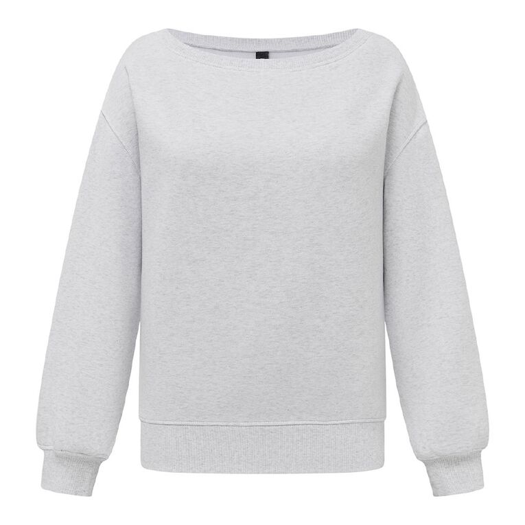 H&H Women's Long Sleeve Off Shoulder Sweat, Grey Light, hi-res