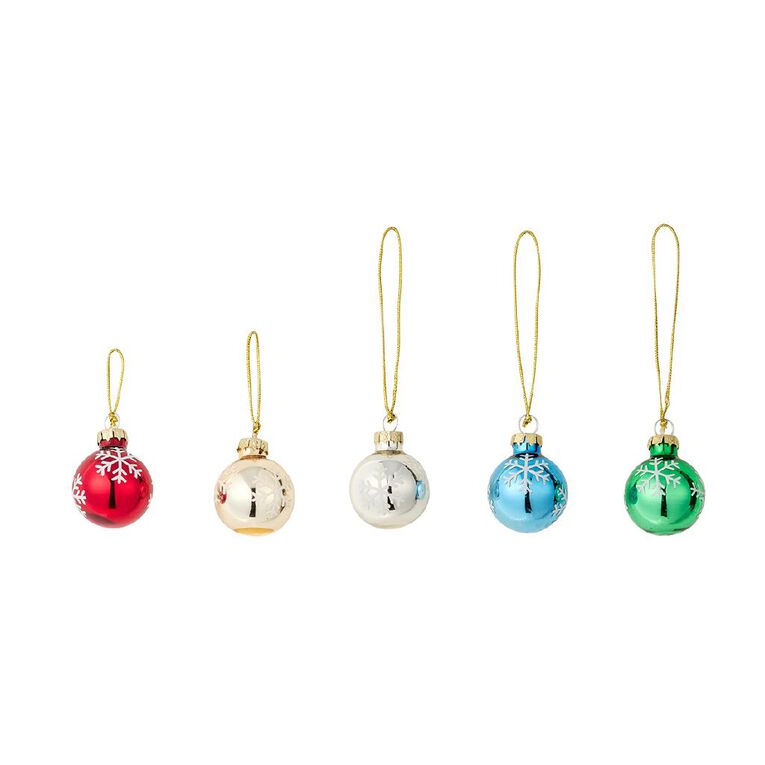 Wonderland Glass 3cm Christmas Baubles Assorted 10 Pack, , hi-res