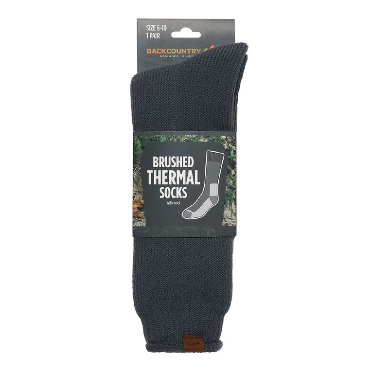 Back Country Men's Brushed Thermal Socks 1 Pack, Charcoal, hi-res