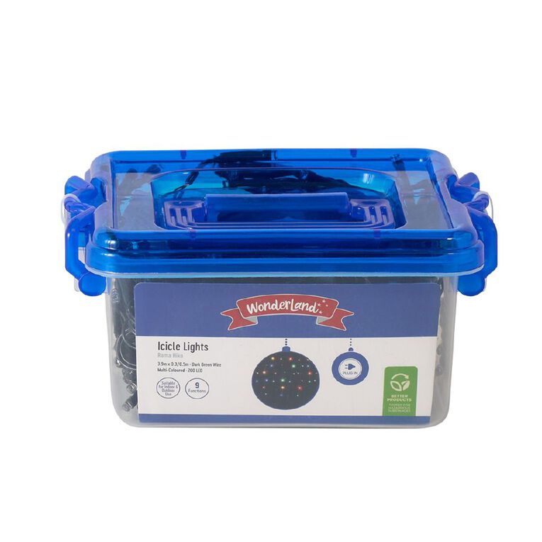 Wonderland Plug-in Icicle Christmas Lights Multi-Coloured 3.9m, , hi-res