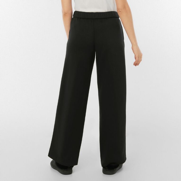 H&H Women's Wide Leg Trackpants, Black, hi-res